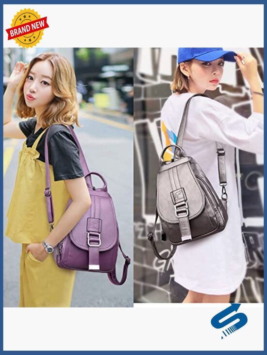 Genuine Leather Backpack Large Capacity Satchel Shoulder Travel Handbag